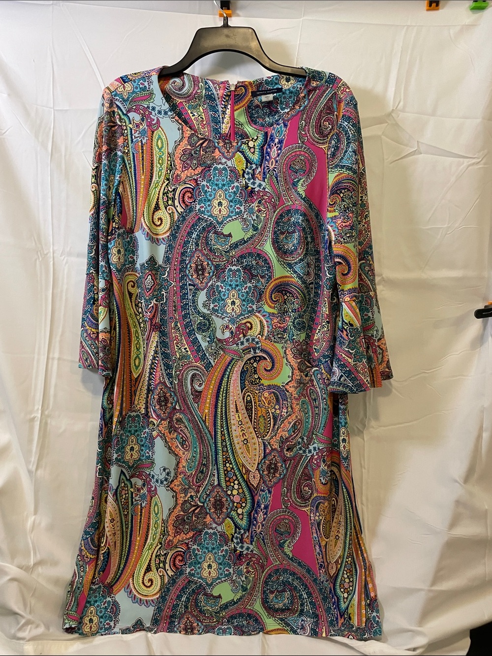 Tommy Hilfiger Multicolor Paisley Tunic Top - Teal, Pink, Yellow